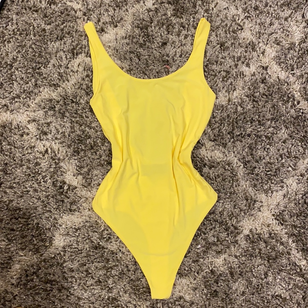 HONEYBUM yellow scoop back bodysuit